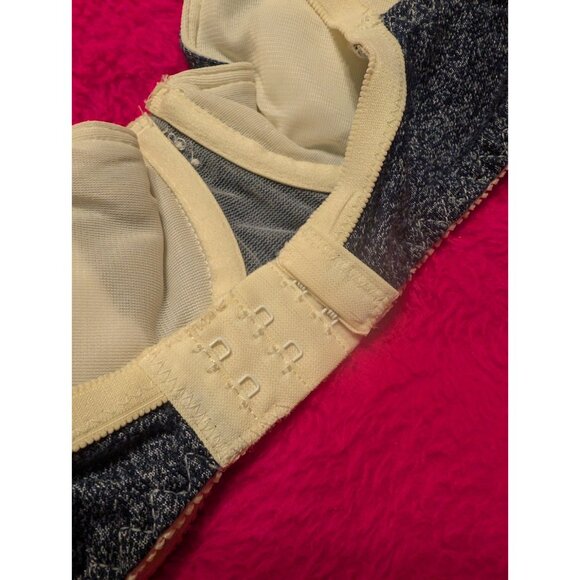 Vintage LCA Denim Bra 36B Style 717164 Blue Cotton Lace Trim Decorative Buttons - Picture 6 of 8